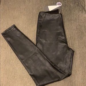 Coated faux leather leggings, NWT, S